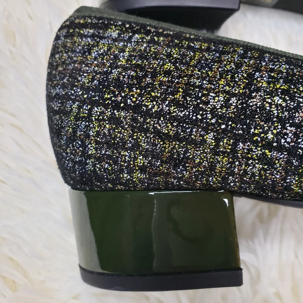 FERCA 81 Italian Genuine Leather Cap Toe Low Heel Green Tweed Pump--NEW--7.5 - Picture 12 of 16